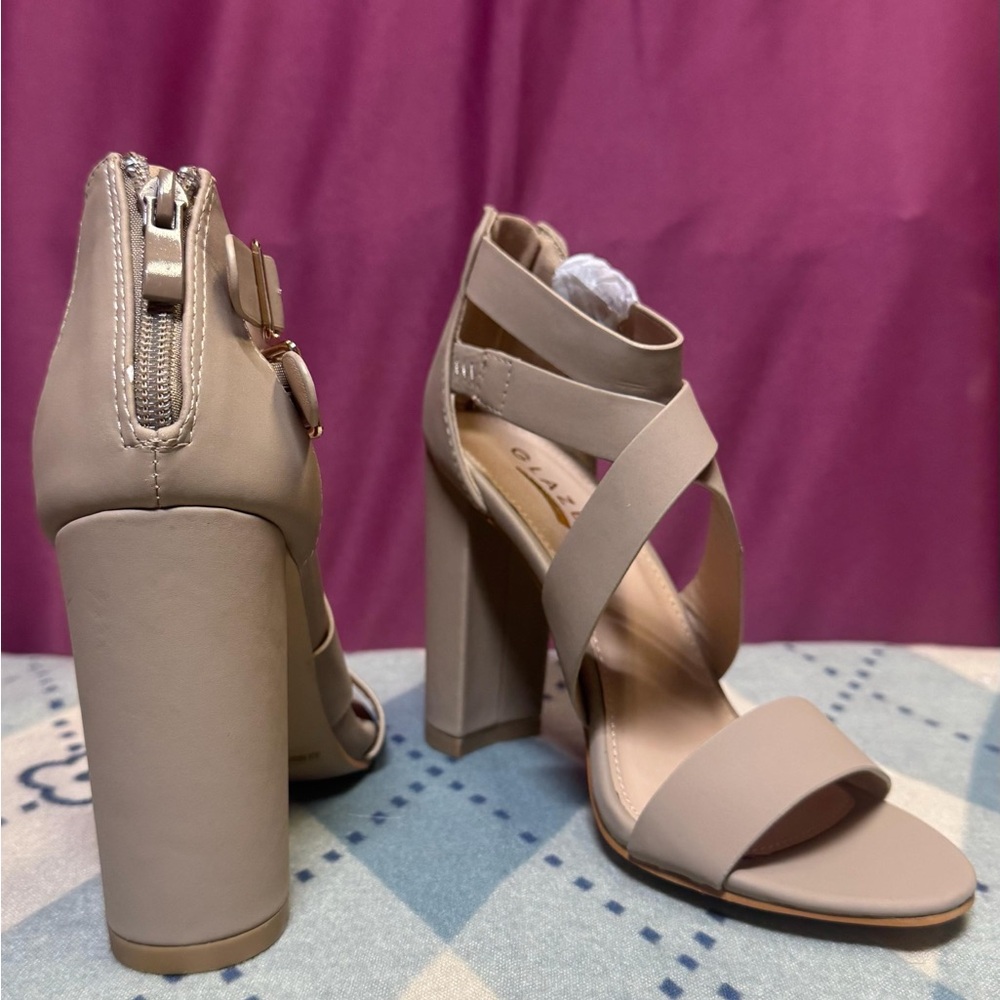 Glaze Nude Strappy High Heels